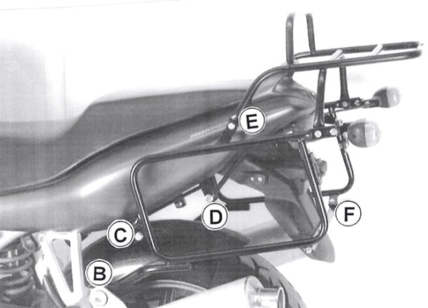Porte-bagages tubulaire support de top case et porte-bagages latéral noir pour Ducati 944 ST 2/3/4 (97-03)